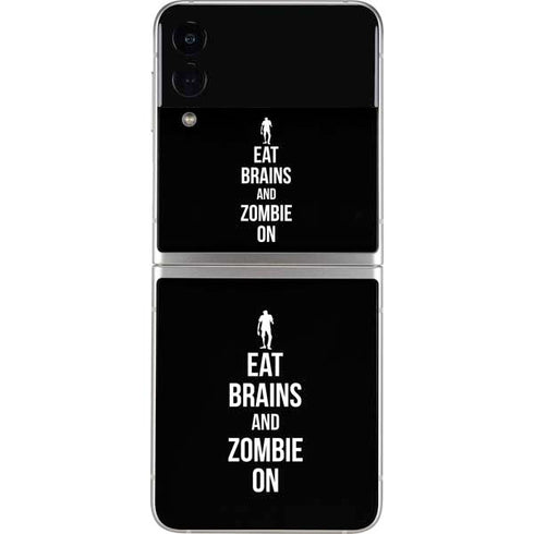 Eat Brains and Zombie On Black Galaxy Z Flip3 5G Skin