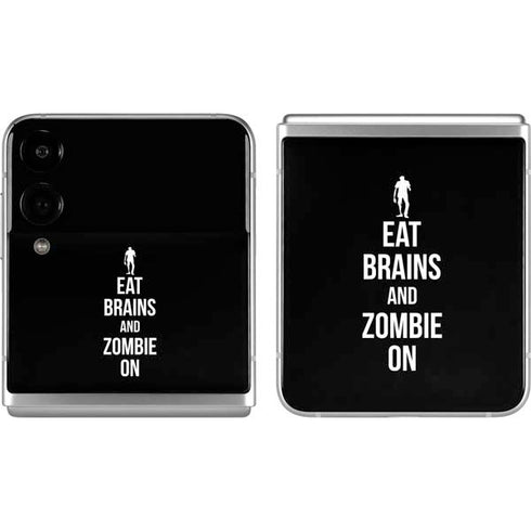 Eat Brains and Zombie On Black Galaxy Z Flip4 5G Skin