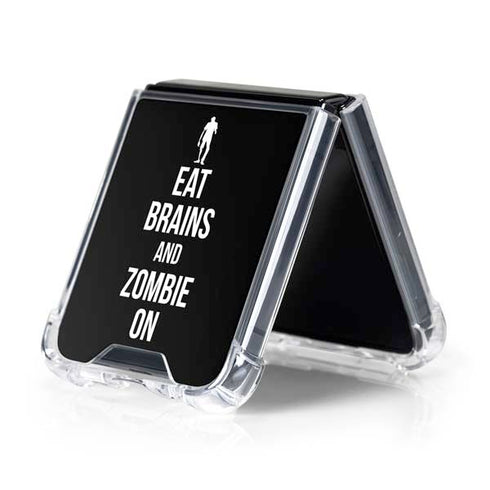 Eat Brains and Zombie On Black Galaxy Z Flip5 5G Clear Case
