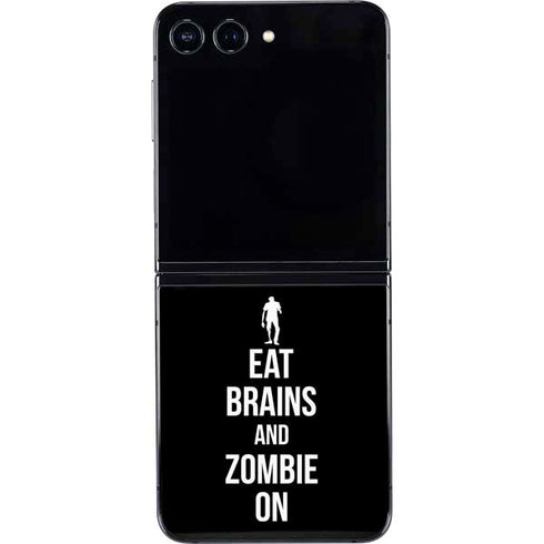 Eat Brains and Zombie On Black Galaxy Z Flip5 5G Skin