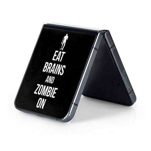 Eat Brains and Zombie On Black Galaxy Z Flip5 5G Skin
