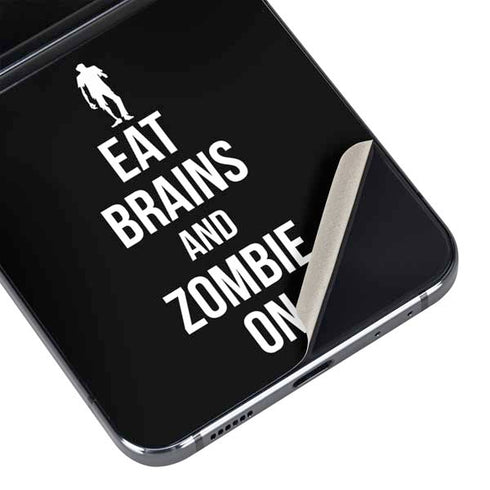 Eat Brains and Zombie On Black Galaxy Z Flip5 5G Skin
