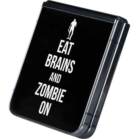 Eat Brains and Zombie On Black Galaxy Z Flip5 5G Skin
