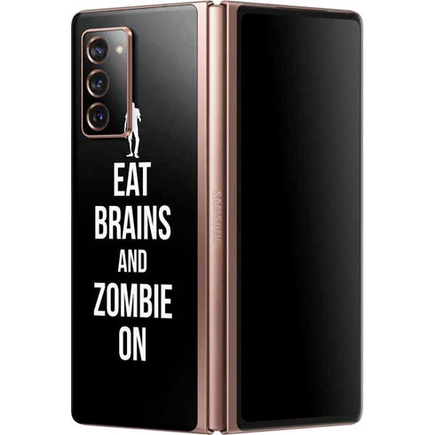 Eat Brains and Zombie On Black Galaxy Z Fold2 5G Skin