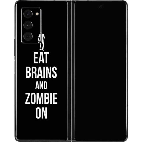 Eat Brains and Zombie On Black Galaxy Z Fold2 5G Skin