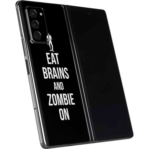 Eat Brains and Zombie On Black Galaxy Z Fold2 5G Skin