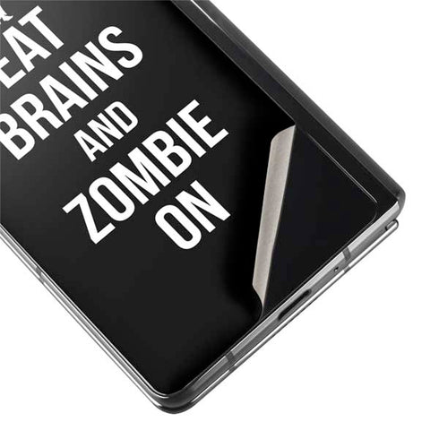 Eat Brains and Zombie On Black Galaxy Z Fold2 5G Skin