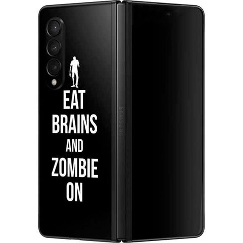Eat Brains and Zombie On Black Galaxy Z Fold3 5G Skin