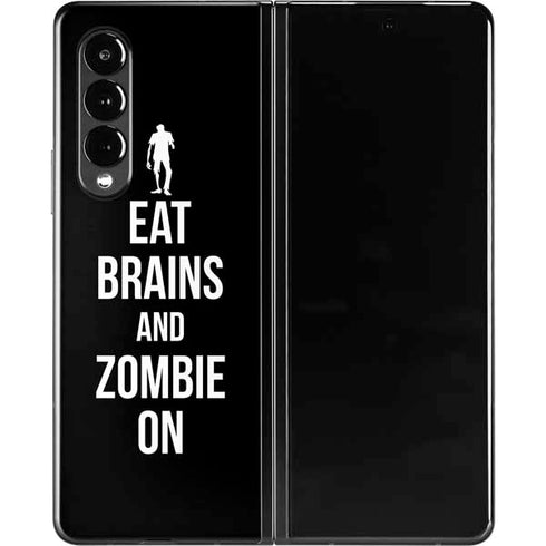 Eat Brains and Zombie On Black Galaxy Z Fold3 5G Skin