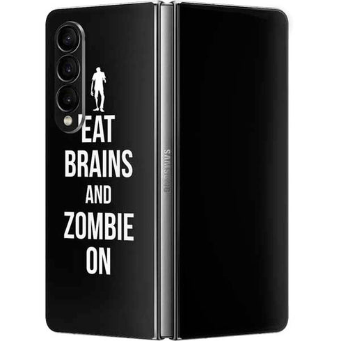 Eat Brains and Zombie On Black Galaxy Z Fold4 5G Skin