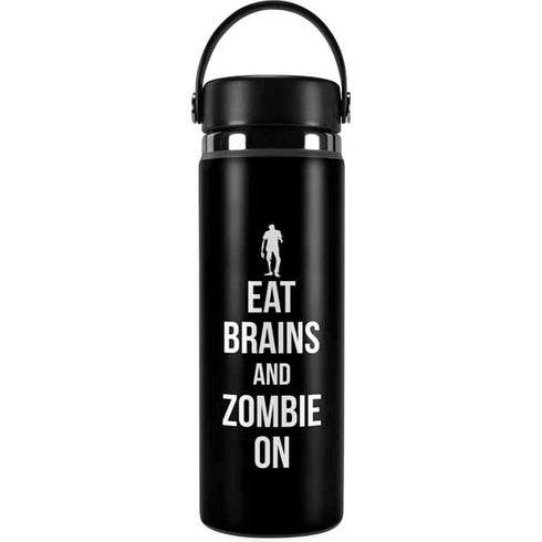 Eat Brains and Zombie On Black Hydro Flask 20oz Wide Mouth Skin