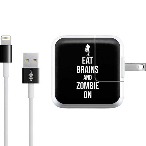Eat Brains and Zombie On Black iPad Charger (10W USB) Skin