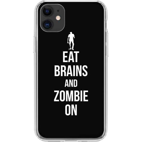 Eat Brains and Zombie On Black iPhone 11 Clear Case