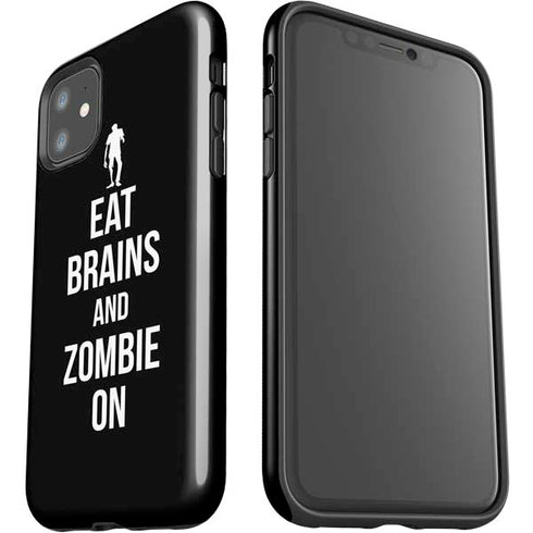 Eat Brains and Zombie On Black iPhone 11 Impact Case