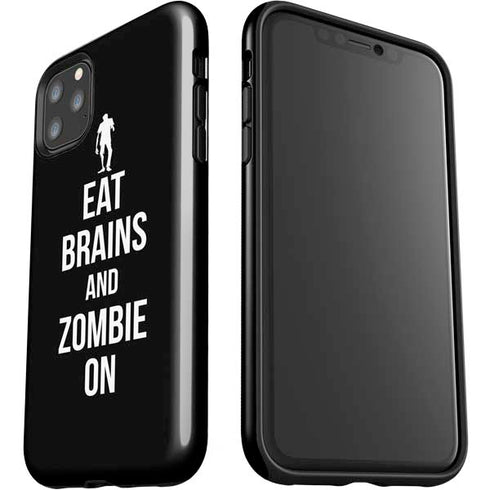 Eat Brains and Zombie On Black iPhone 11 Pro Max Impact Case