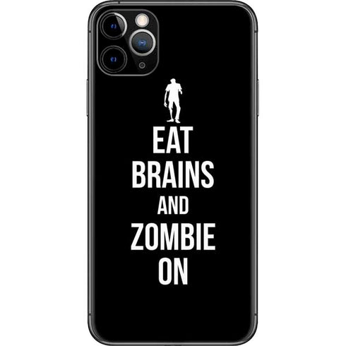 Eat Brains and Zombie On Black iPhone 11 Pro Max Skin