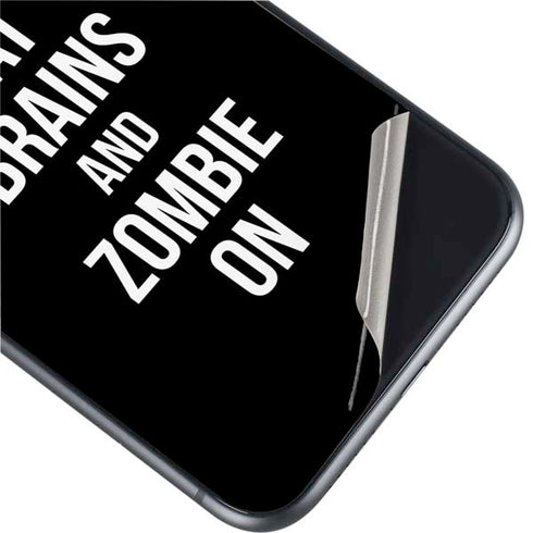 Eat Brains and Zombie On Black iPhone 11 Skin