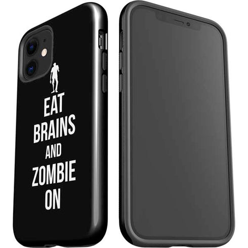 Eat Brains and Zombie On Black iPhone 12 Impact Case
