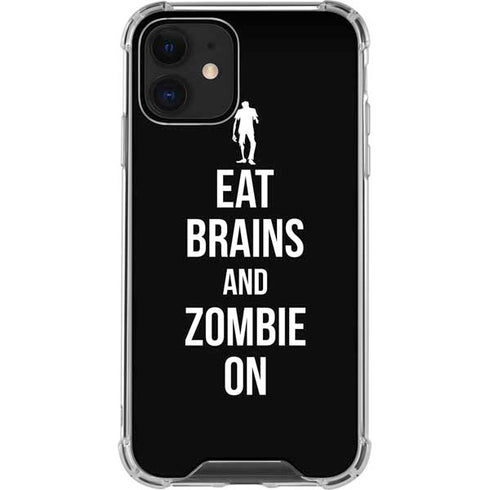 Eat Brains and Zombie On Black iPhone 12 Mini Clear Case