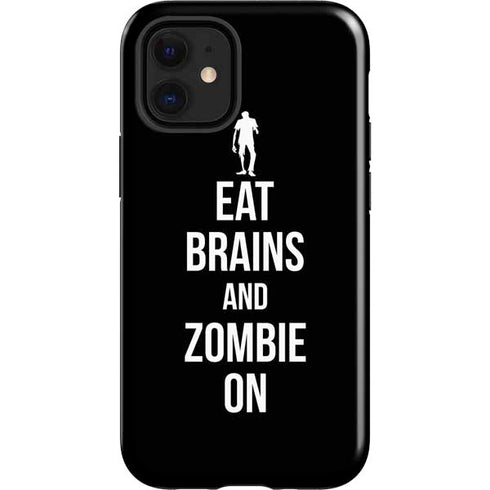 Eat Brains and Zombie On Black iPhone 12 Mini Impact Case