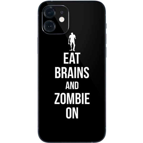 Eat Brains and Zombie On Black iPhone 12 Mini Skin