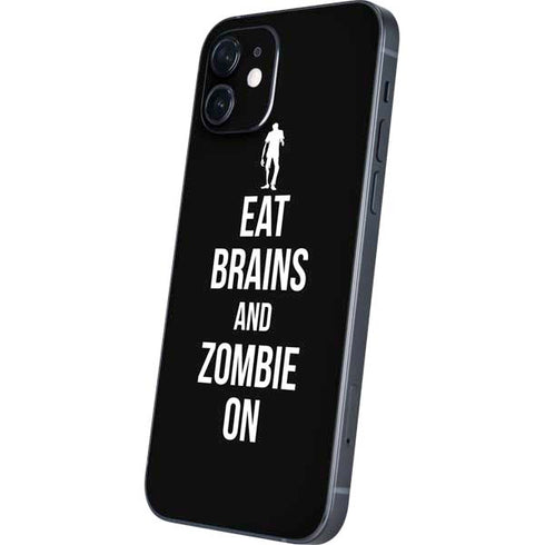 Eat Brains and Zombie On Black iPhone 12 Mini Skin