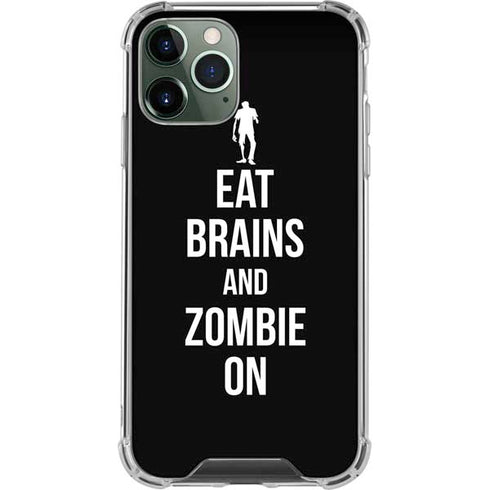 Eat Brains and Zombie On Black iPhone 12 Pro Clear Case