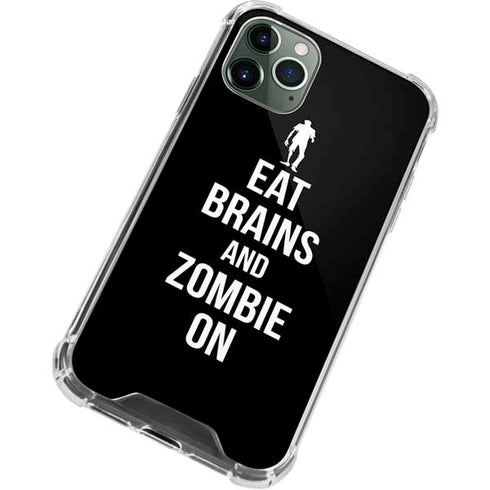 Eat Brains and Zombie On Black iPhone 12 Pro Clear Case