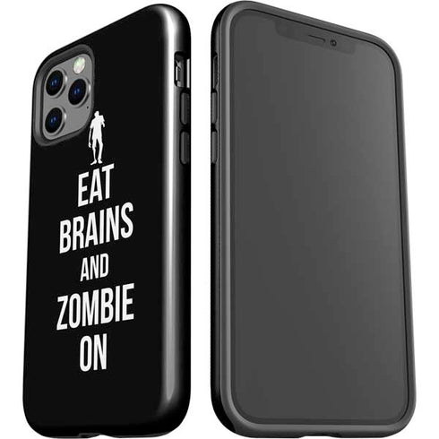 Eat Brains and Zombie On Black iPhone 12 Pro Impact Case