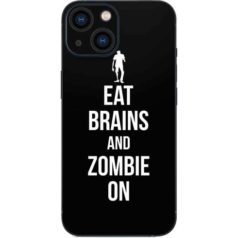 Eat Brains and Zombie On Black iPhone 13 Mini Skin