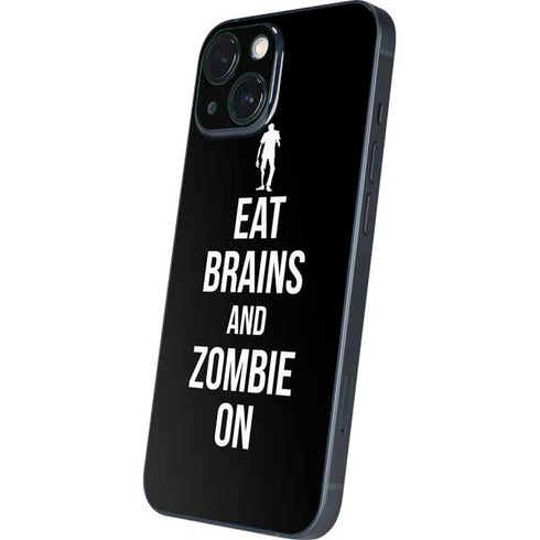 Eat Brains and Zombie On Black iPhone 13 Mini Skin