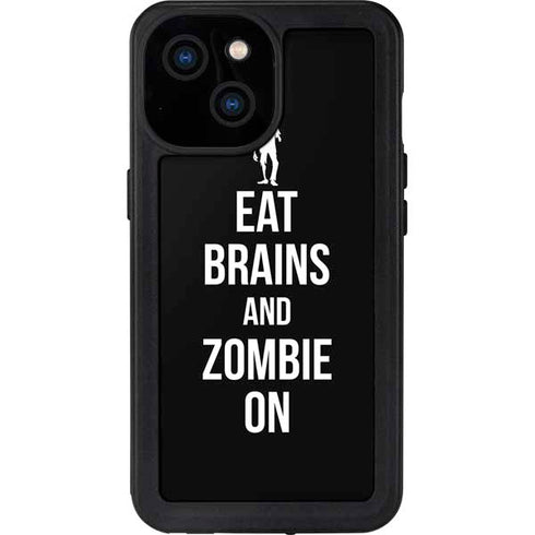 Eat Brains and Zombie On Black iPhone 13 Mini Waterproof Case