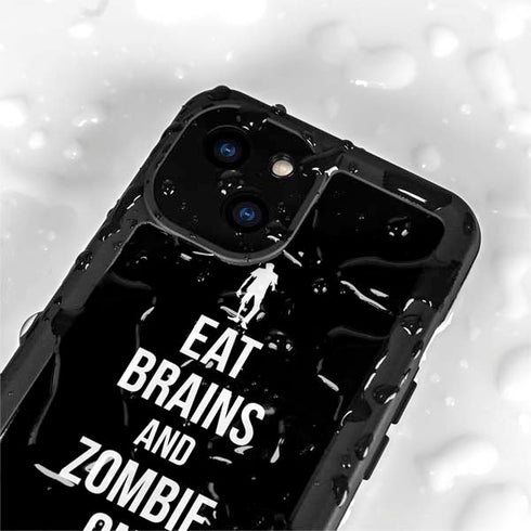 Eat Brains and Zombie On Black iPhone 13 Mini Waterproof Case
