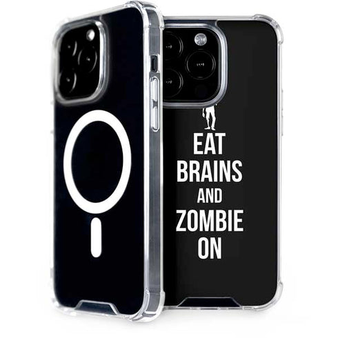 Eat Brains and Zombie On Black iPhone 13 Pro MagSafe Case