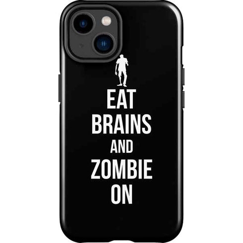 Eat Brains and Zombie On Black iPhone 14 Plus Impact Case