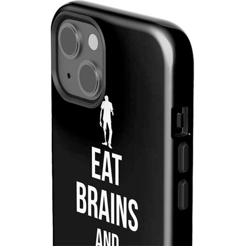 Eat Brains and Zombie On Black iPhone 15 Plus Impact Case
