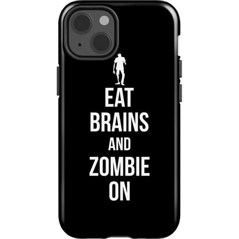 Eat Brains and Zombie On Black iPhone 15 Impact Case