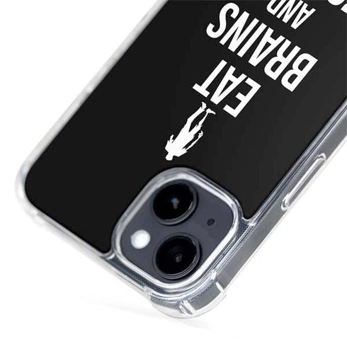 Eat Brains and Zombie On Black iPhone 15 Plus MagSafe Case