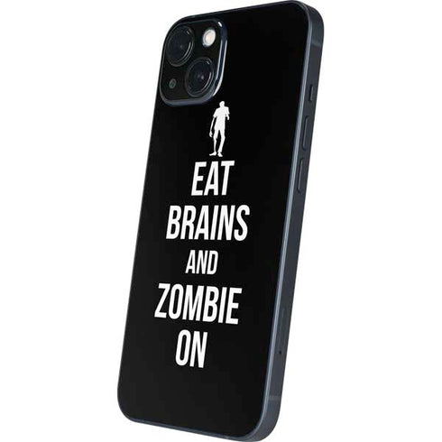 Eat Brains and Zombie On Black iPhone 14 Plus Skin