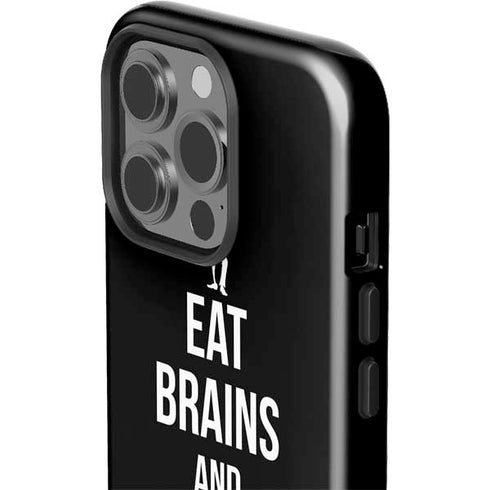 Eat Brains and Zombie On Black iPhone 15 Pro Impact Case