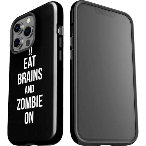 Eat Brains and Zombie On Black iPhone 15 Pro Impact Case