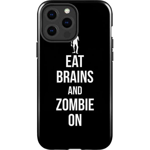Eat Brains and Zombie On Black iPhone 15 Pro Max Impact Case