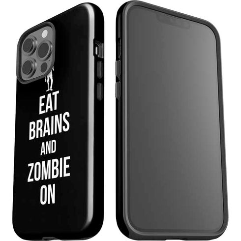 Eat Brains and Zombie On Black iPhone 15 Pro Max Impact Case