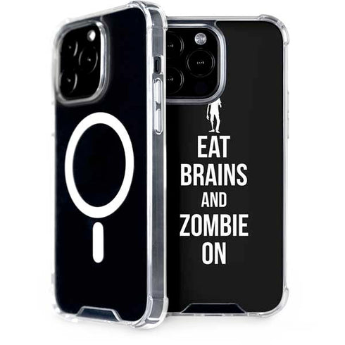 Eat Brains and Zombie On Black iPhone 14 Pro Max MagSafe Case