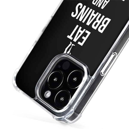 Eat Brains and Zombie On Black iPhone 15 Pro Max MagSafe Case