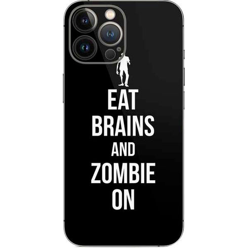 Eat Brains and Zombie On Black iPhone 14 Pro Max Skin