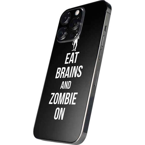 Eat Brains and Zombie On Black iPhone 14 Pro Skin