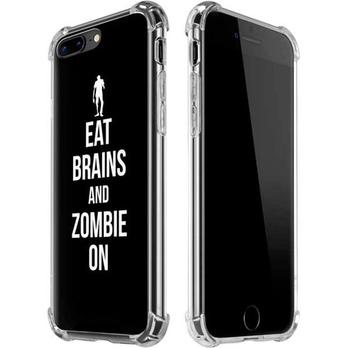 Eat Brains and Zombie On Black iPhone 7/8 Plus Clear Case
