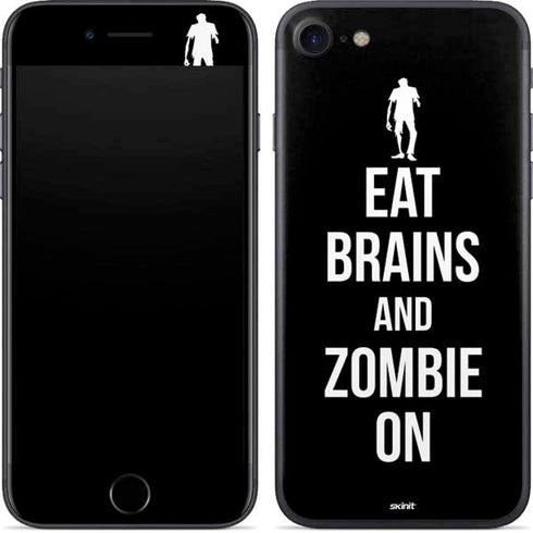 Eat Brains and Zombie On Black iPhone 7 Skin