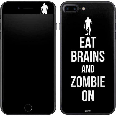 Eat Brains and Zombie On Black iPhone 8 Plus Skin